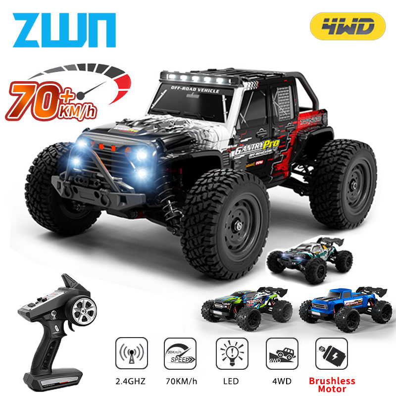 Kid Toys And More - 子供用LED付きラジコンカー,高速モンスタートラック玩具,4wd rc,70 kph, 144001, 1:16