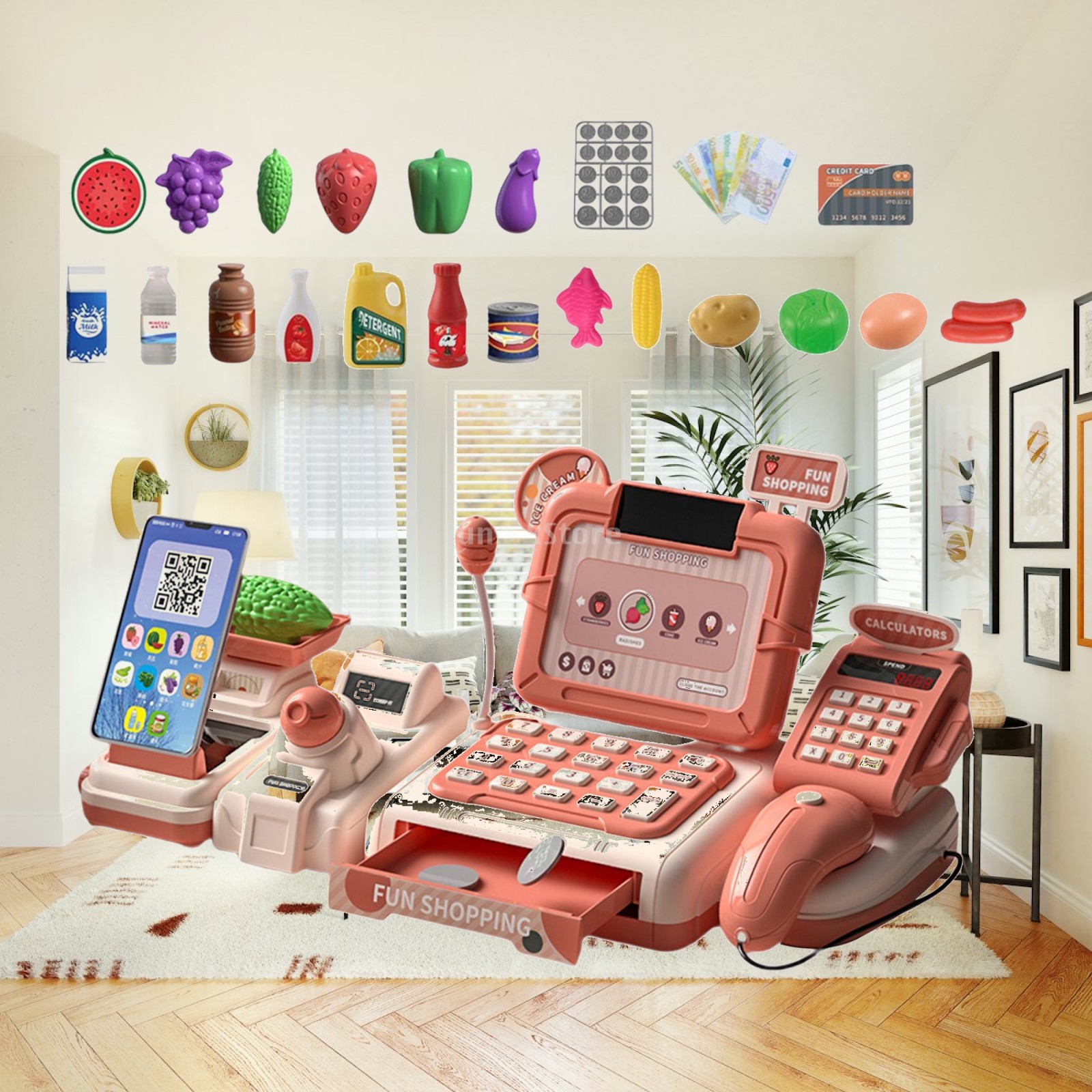 Kids Toys Stores - スーパーマーケットストアのおもちゃ レジごっこ遊びセット ストアキッズ スーパーマーケットレジごっこ遊びセット 子供用 誕生日プレゼント
