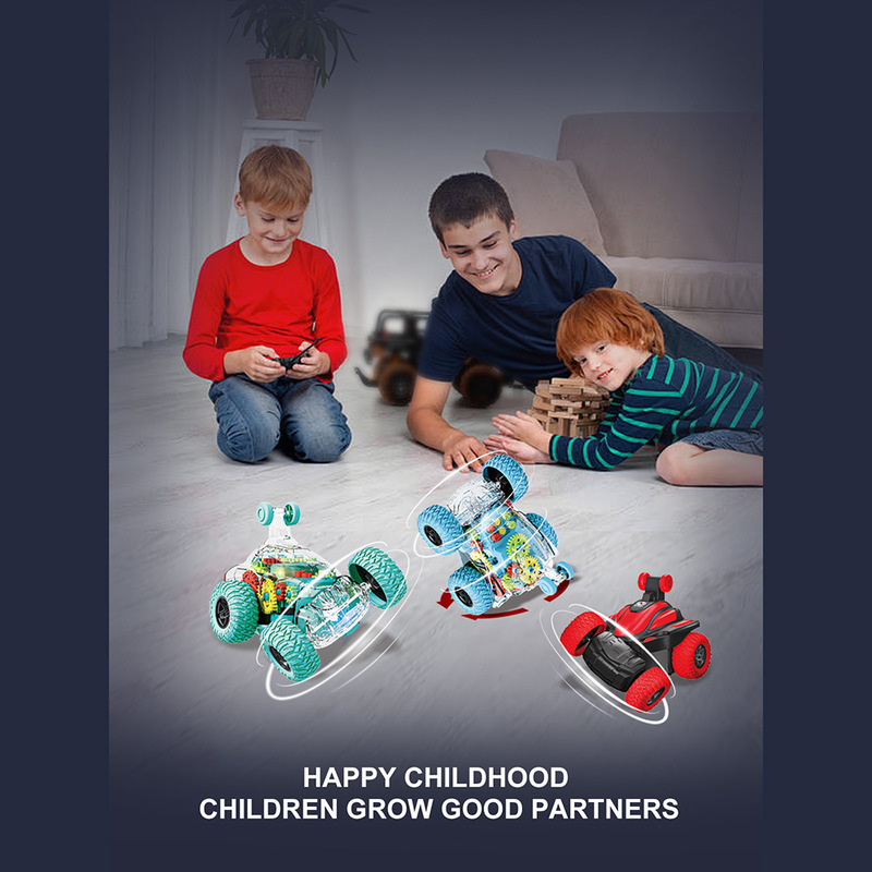 Kids' Toys Channel - ワイヤレス電動リモコンスタントフリップカー 4チャンネル 透明ギア 360度回転おもちゃ 子供 男の子