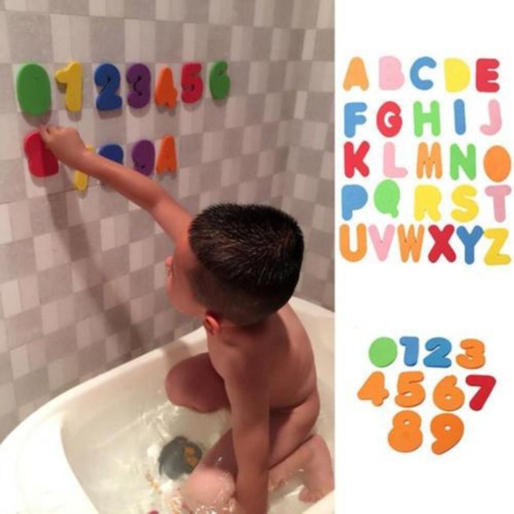 Bath Letter Number Foam - 男女兼用スイミングプレイ用36枚ステッカーゲーム フォームセット ABC 123 文字 数字