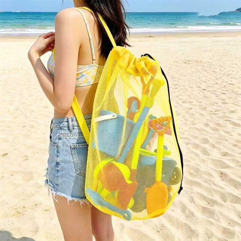 Kids Storage Toys - 大容量ポータブルメッシュビーチ収納バッグ通気性のある折りたたみ式1個入りトートバッグ子供用ビーチおもちゃプールパーティー用