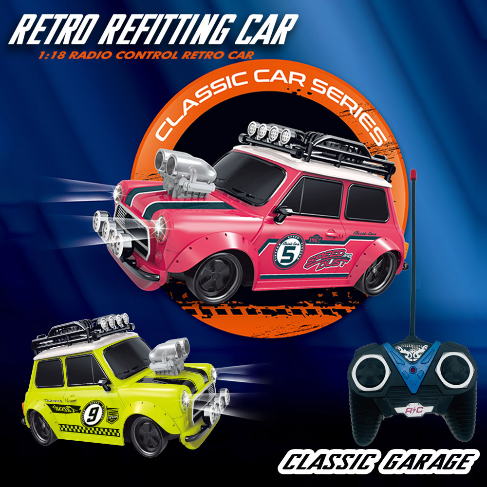 Kids' Toys Channel - 1:18レトロ改造ミニカー 4チャンネルリモコンカー 27MHz RCカー 高速ライト改造車両モデルカー おもちゃ