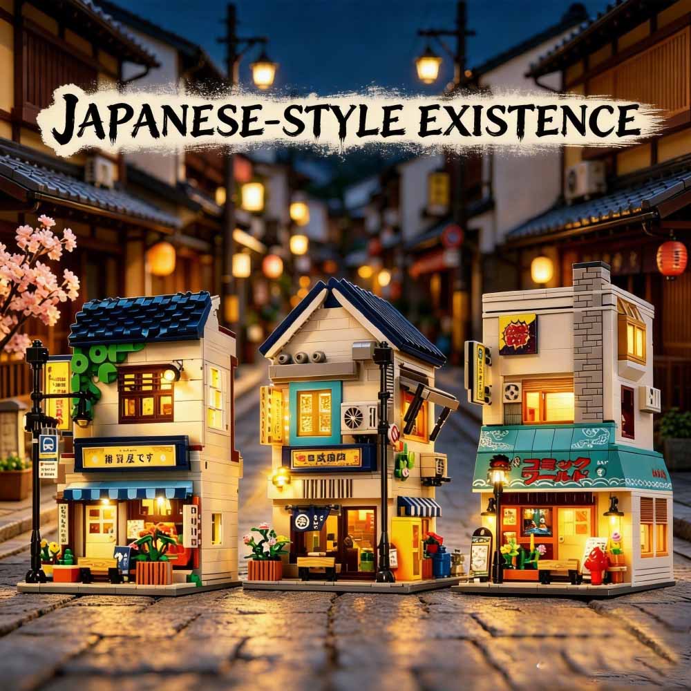 Kids Toys Stores - 書店ビルディングブロック日本の街並み建築食料品店レンガモデルバーベキューレストラン子供のためのおもちゃギフト