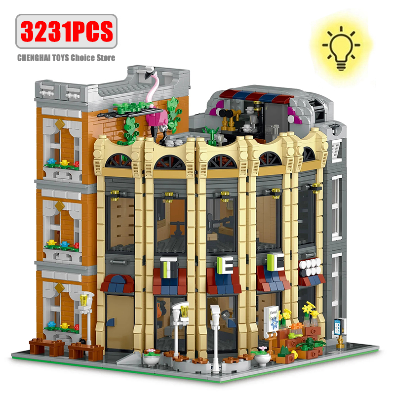 Kids Toys Stores - 3231 個クリエイティブエキスパート MOC ラウンドコーナーショップビルディングブロックシティストリートビュー欧州スタイルストアモジュラーモデルおもちゃキッズギフト
