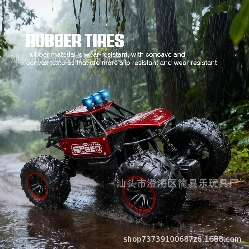 Kid Toys And More - RC SEED 2.4G合金製リモコンオフロードクローラートラック充電式おもちゃの車、スプレーライト、音楽、耐干渉機能付き、男の子、子供向け
