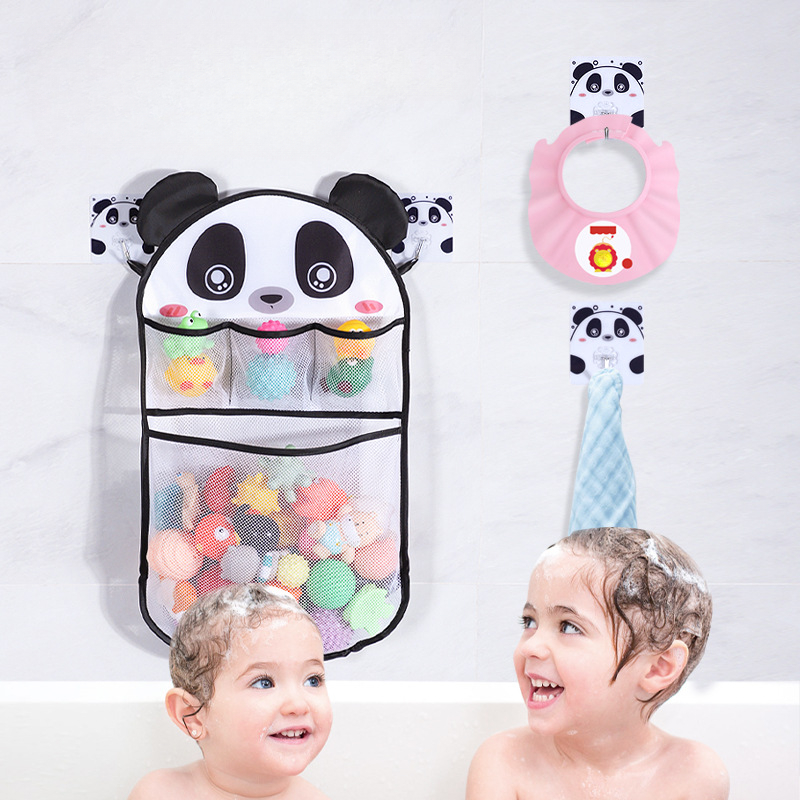 Kids Storage Toys - 漫画シャワーハンギングバスケットメッシュバッグ浴室収納ポーチオーガナイザーホルダー子供のためのベビーバス水おもちゃネットポーチバッグ