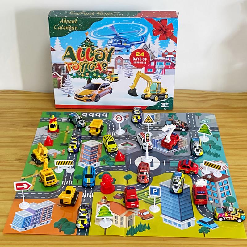 Kids Toys Christmas 2025 - 24個入り 車のおもちゃセット クリスマスアドベントカレンダー クリスマスカウントダウン 車のおもちゃ 2025年
