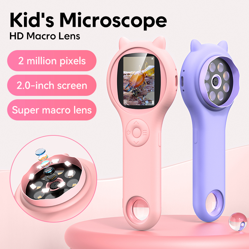 Kids Toys Under 200 - 子供光学顕微鏡 200 メガピクセル写真ビデオ機能付き 500x 微細な世界を観察科学子供の教育玩具