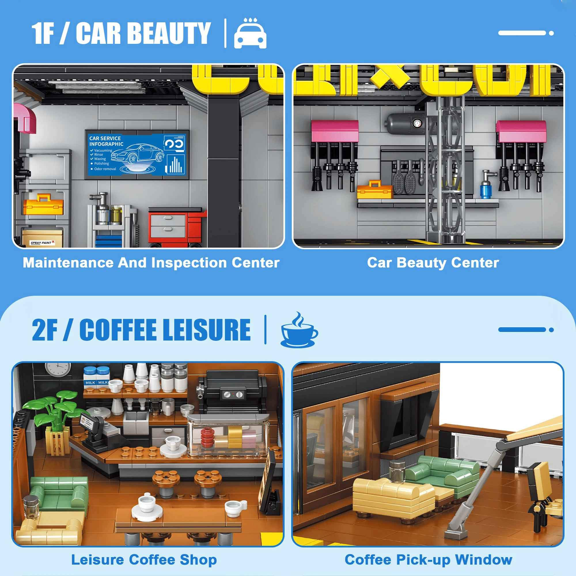 コーヒー自動車修理工場コーヒー車クラブビルディングブロック2 - Kids Toys Stores のレビューと価格
