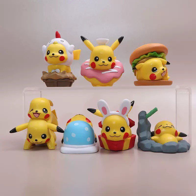 かわいいピカチュウフィギュア 7 個セットポケモンアニメアク - Kids Toys Under 200 のレビューと価格