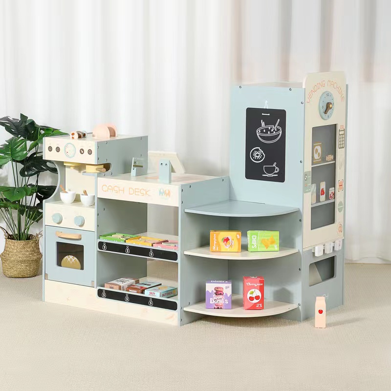 子供用木製食料品店プレイセット、子供用プレイストア木製スーパ - Kids Toys Stores のレビューと価格