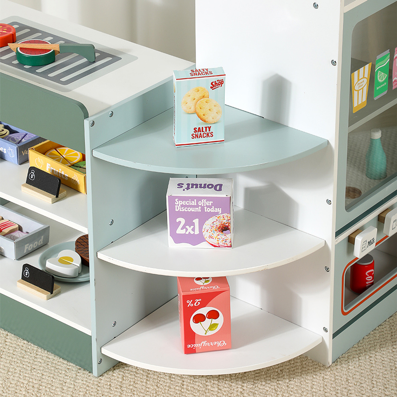 子供用木製食料品店プレイセット、子供用プレイストア木製スーパ - Kids Toys Stores のレビューと価格