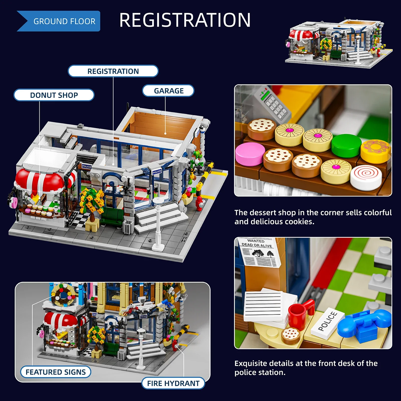町警察署 6フィギュア付き モジュール式建物ブロック シティ - Kids Toys Stores のレビューと価格