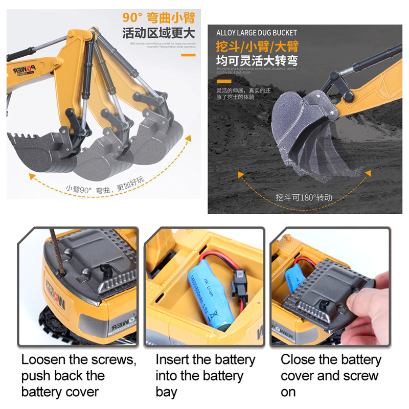 RC ショベル 2.4Ghz 6 チャンネル 1:24 RC - Kids' Toys Channel のレビューと価格